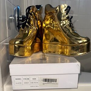 Gold Platform Sneakers